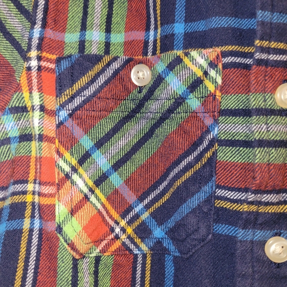 Chaps Ralph Lauren Boys 4T Blue Green Plaid Button Down Brushed Cotton Shirt RL - Picture 4 of 7